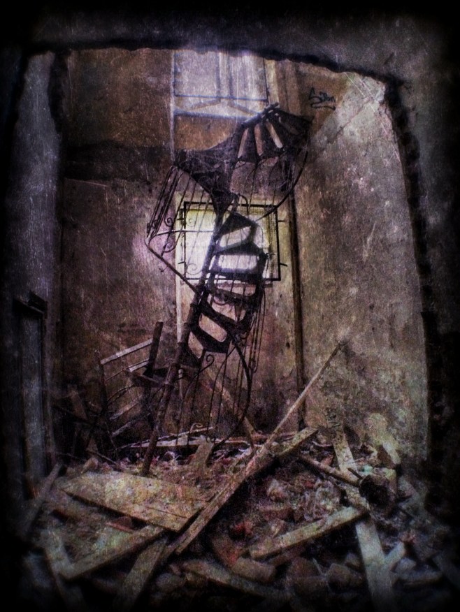 Collapsed spiral staircase